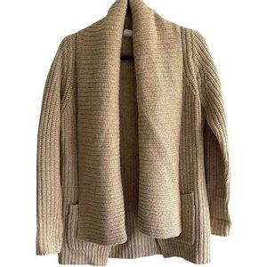 J. CREW Chunky Knit Wool Ribbed Open Front Shawl Cardigan Sweater xs